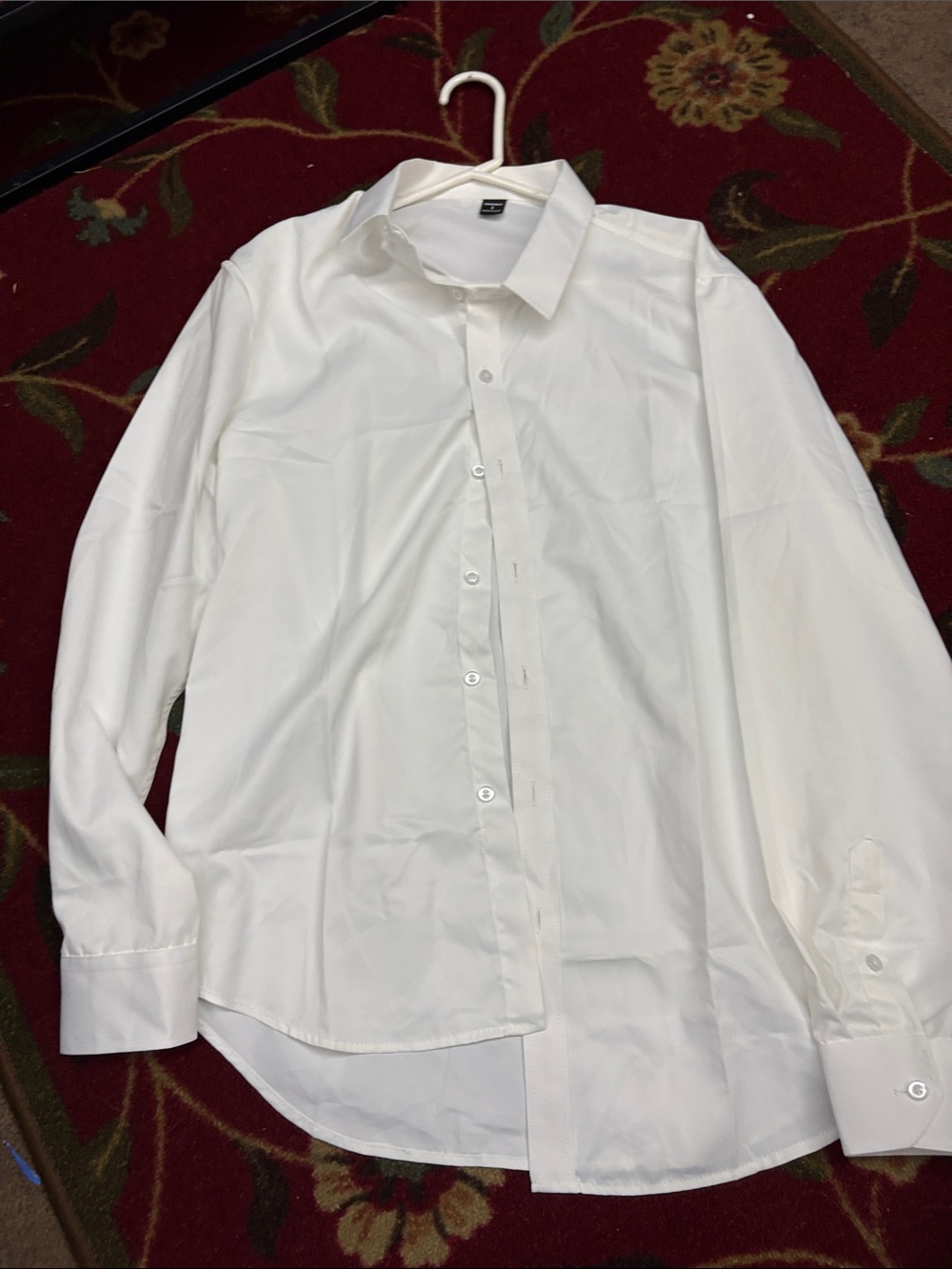 Men's White Long-Sleeve Dress Shirt - Classic Collared Button-Up